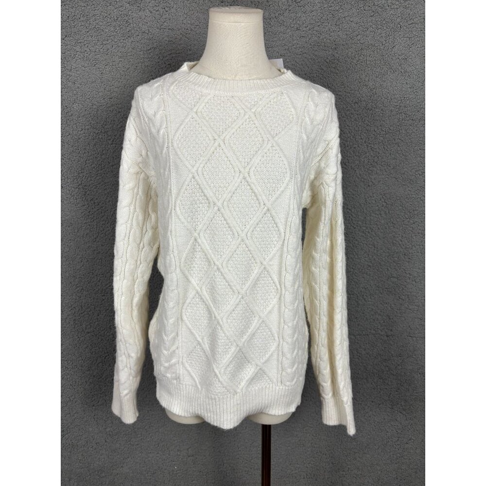 Ultra Flirt Juniors' Women's Rory Chunky Cable-Knit Sweater Small Gardenia NWT's